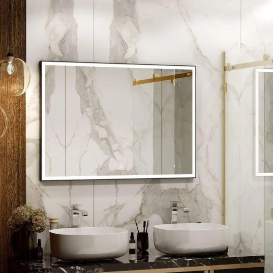 Зеркало Континент Frame black standart 1000x700 ЗЛП188 с подсветкой