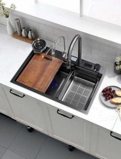 Мойка кухонная Esbano GEYSERUS-2 680х450х220 оружейная сталь PVD покрытие