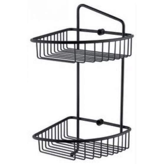 Полка для ванной двухярусная угловая KAISER 204*204*430*60 Black/латунь (KH-5072) черный