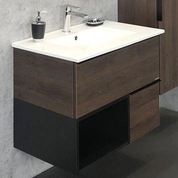 Тумба с раковиной Comforty Франкфурт-75 дуб шоколадно-коричневый