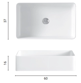 Nic Design Semplice раковина 600x370xhх160 мм, прямоугольная, без отверстия для смесителя, без перелива, цвет Antracite