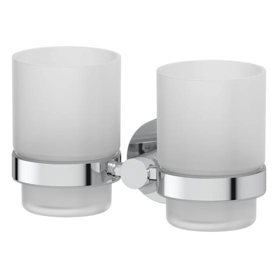 Держатель с 2-мя стаканами матовое стекло;  ARTWELLE Harmonie HAR 013 хром