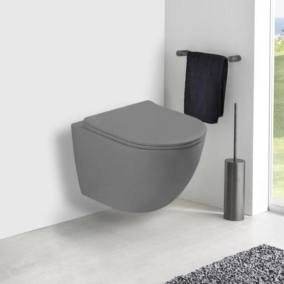 Унитаз подвесной Vincea Globo VT1-14SMG безободковый, цвет матовый серый, ультратонкое сиденье soft-close