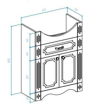 Тумба под раковину Bellezza Кантри-65 цвет белый напольная