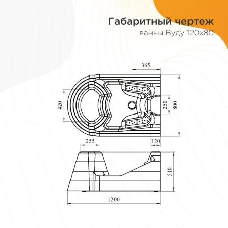 Акриловая ванна "ВУДУ", рама-подставка, слив, торцевая панель
