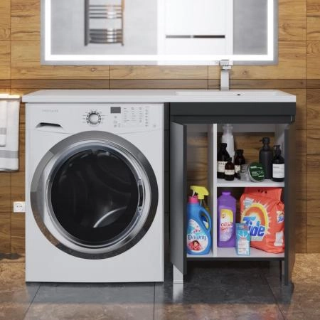 Тумба под стиральную машину Uperwood Magenta, 50 см, напольная, черная, с дверцами