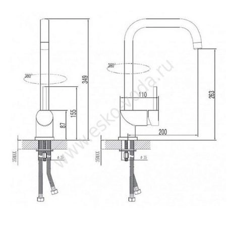 Смеситель ESKO К5 для кухни, хром