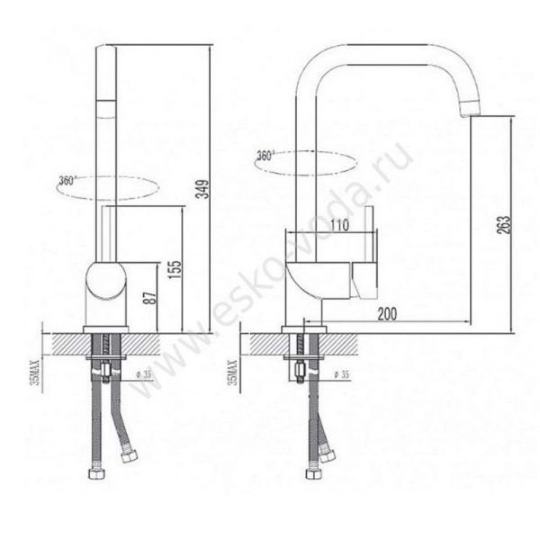 Смеситель ESKO К5 для кухни, хром