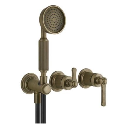 Gessi Venti20 Смеситель для душа, встраиваемый, с переключателем на 2 положения, с ручным душем и шлангом 150см., цвет: Antique Brass
