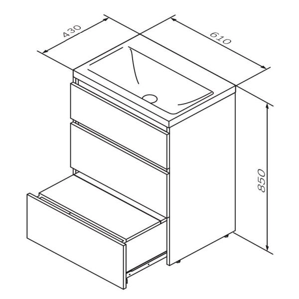 Тумба под раковину напольная AM.PM GEM S M91FSX0602GM графит матовый