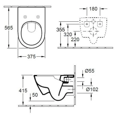Унитаз Villeroy&Boch SUBWAY 2.0 5614R2R1 (5614R0R1+9M78S101) подвесной с сиденьем