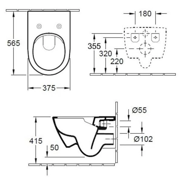 Унитаз Villeroy&Boch SUBWAY 2.0 5614R2R1 (5614R0R1+9M78S101) подвесной с сиденьем
