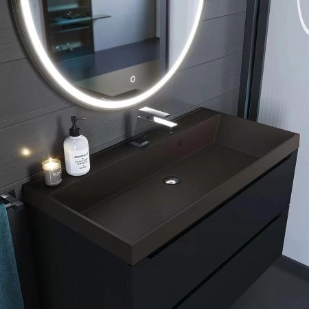 Раковина кварцевая Uperwood Classic Quartz 100 см, коричневая матовая, трюфель