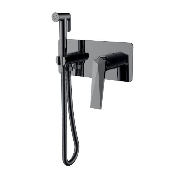 Гигиеническая лейка со смесителем Boheme VENTURO Shine Gun Metall 377-SGM