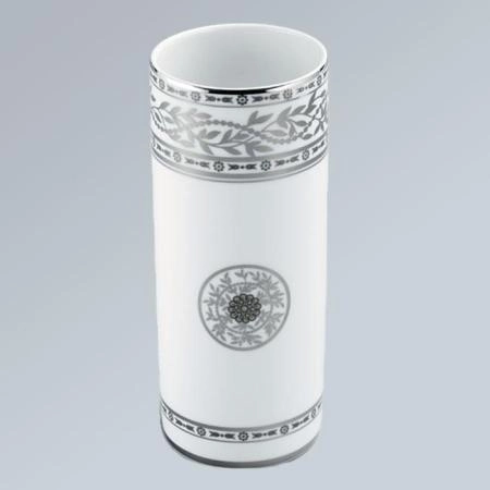 THG MARQUISE BLANC DECOR PLATINE Ваза керамическая, настольная, декор платина, цвет: белый
