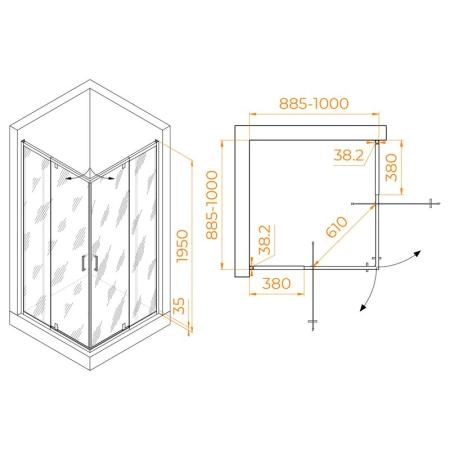 Душевой уголок RGW PA-038 Passage 90x90 Хром прозрачное