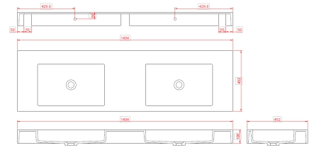 Столешница моноблок Boheme FLAT ST 140см (1404*452*100) двойной 888-140