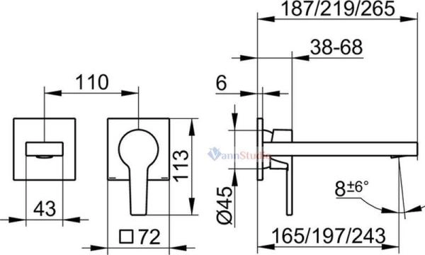 Смеситель для умывальника Keuco Edition 11 51116010200 встраиваемый, 219 мм Хром