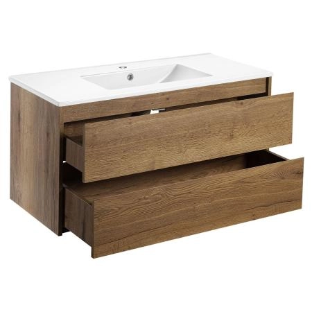 Тумба под раковину Vincea Gio 100 подвесная, 2 ящика soft-close, цвет T.Oak