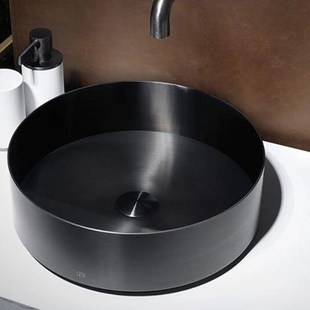 Gessi 316 Раковина 40 см, без отв., для установки на столешницу, без перелива, нержавеющая сталь, цвет: Black metal brushed PVD