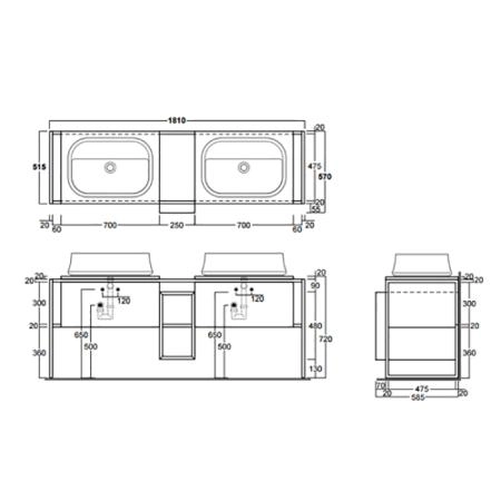 SIMAS Frame Комплект мебели с 2 ящиками и открытым элементом, 181x57xh72см, напольный, Цвет: темный дуб