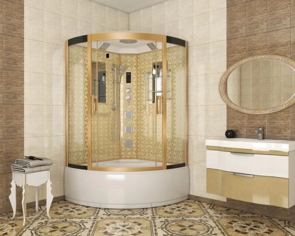 Душевая кабина Niagara Luxe NG-7744G (1200x1200х2150) высокий поддон стенки ЗОЛОТО