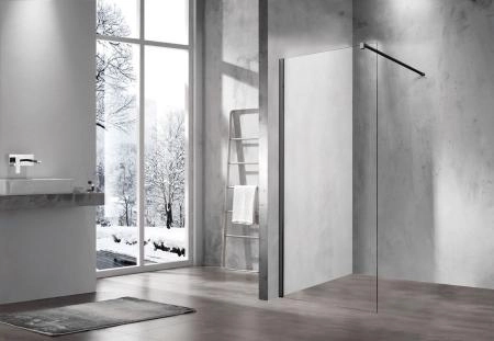 Душевая перегородка Vincea Walk-In VSW-1H100CLB,1000*2000, черный матовый, стекло прозрачное