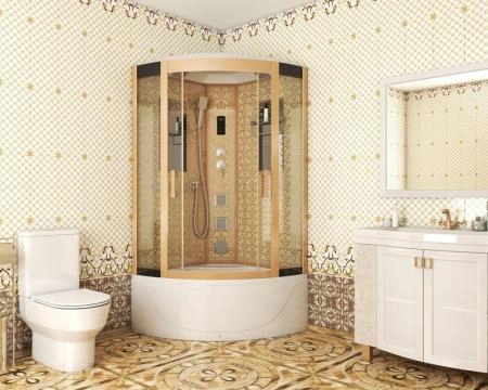 Душевая кабина Niagara Luxe NG-7710G (1000x1000х2150) высокий поддон стенки ЗОЛОТО