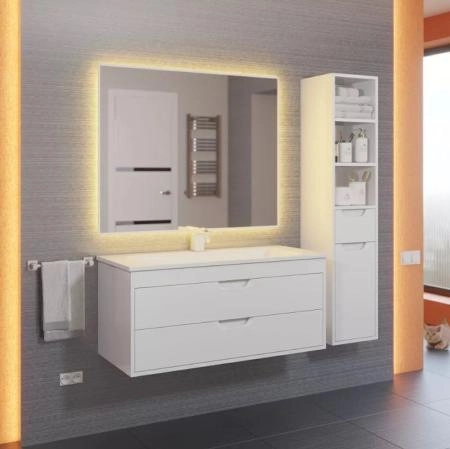 Тумба с раковиной для ванной Uperwood Modul 100 см, подвесная, глянцевая, белая