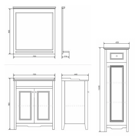 Зеркало Comforty Тбилиси-70 белый глянец