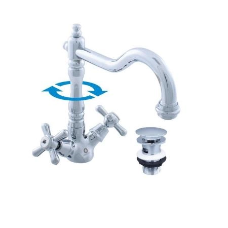 Смеситель Rav Slezak MORAVA RETRO MK121.5/8Z для раковины, цвет Золото классический, слив сlick-сlack