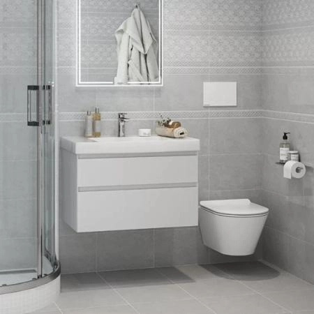 Унитаз Kerama Marazzi CUBO КУБО CU.wc.02 подвесной безободковый с крепежом и сиденьем, белый глянцевый