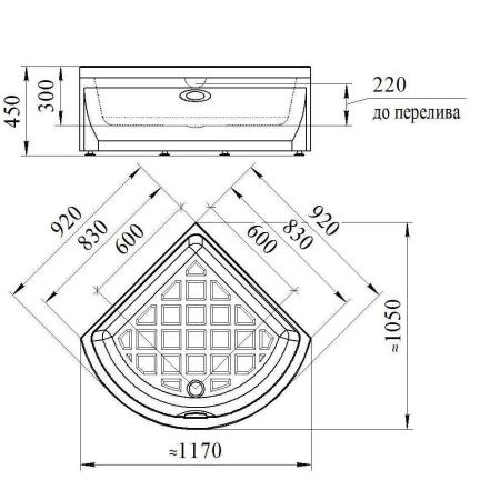 Высокий поддон к душевому углу Соул 1 90 (поддон на раме-подставке с устройством слива, фронтальная панель)