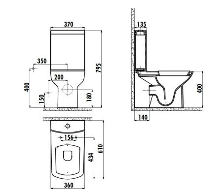 Унитаз CREAVIT LARA LR310-11CB00E-0000 (бачок и сиденье отдельно)