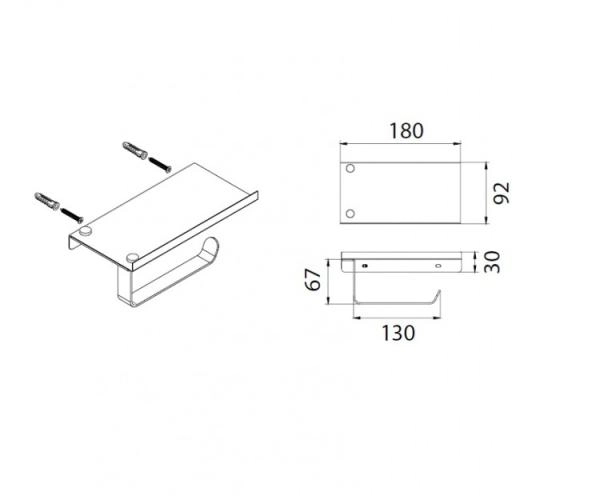Бумагодержатель Fixsen HOTEL FX-31011 с полкой для телефона
