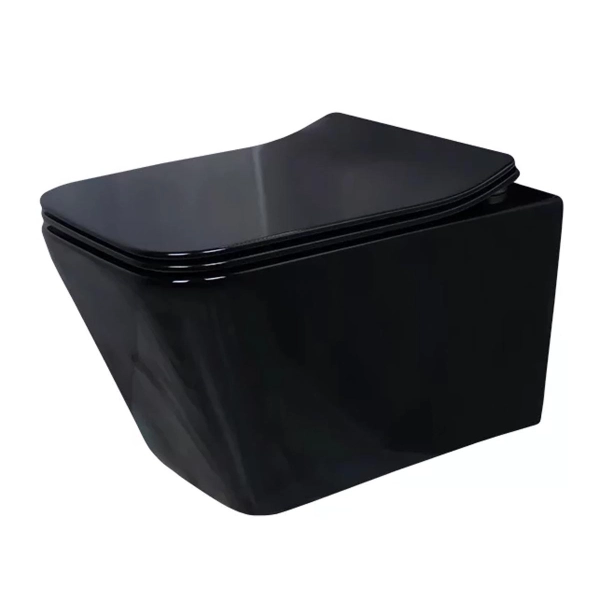 Унитаз Ceramalux NS5170MB безбодковый подвесной черный матовый сиденье микролифт 520x360x350