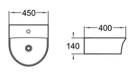 Раковина SantiLine SL-2008 45x40 подвесная керамическая Белый