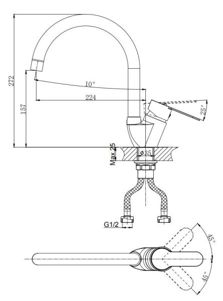 Смеситель для кухни RUSH Tenerife с поворотным изливом (TE2835-22)