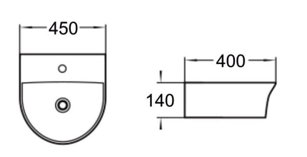 Раковина SantiLine SL-2008 45x40 подвесная керамическая Белый
