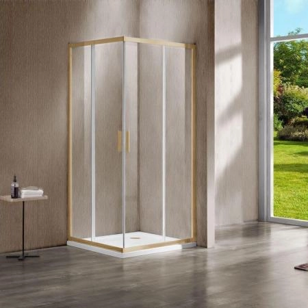 Душевой уголок Vincea Garda VSS-1G9012CLG, 1200*900, брашированное золото, стекло прозрачное