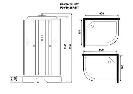 Душевая кабина Niagara Promo P90/80/26L/MT (900х800х2150)