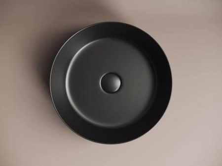 Умывальник чаша накладная круглая (цвет Черный Матовый) Element 390x390x120мм