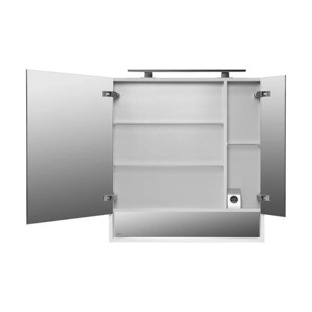 Roca The Gap Original Зеркальный шкаф 80x12.9x85см, с LED-светильником, блоком с розеткой, цвет: белый
