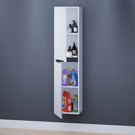 Шкаф-пенал для ванной Uperwood Tanos 33*27*150 см, подвесной, белый/графит, универсальный