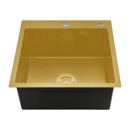 Кухонная мойка GAPPO GS5050-3 с коландером, золотой сатин