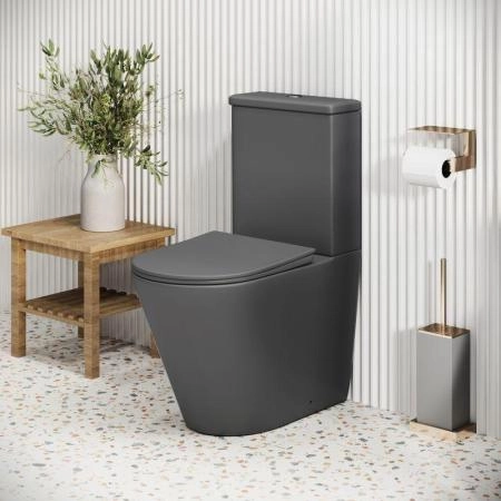 Унитаз Grossman GR-4480GMS Color (620*365*810) СЕРЫЙ МАТОВЫЙ напольный Безободковый с тонкой крышкой