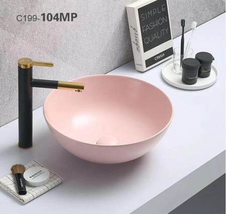 Раковина Ceramalux NC 41x41 розовый, 104MP-3 круглая