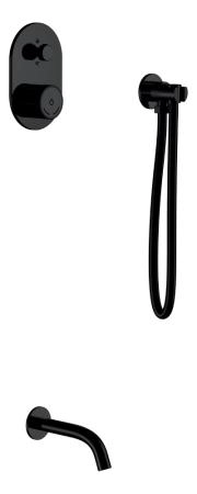 Смеситель встроенный + излив + держатель лейки + шланг Boheme TECH Black 154-B