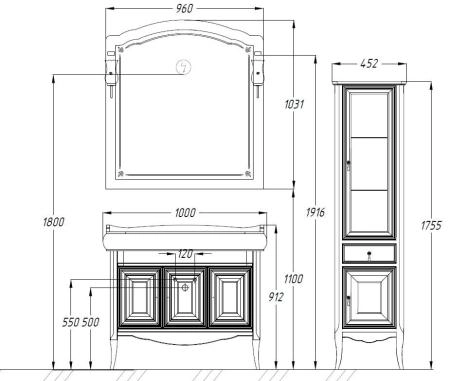 Тумба под раковину Opadiris Лоренцо 100 1000х912х535 мм цвет светлый орех напольная