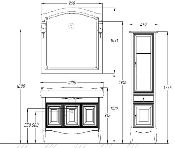 Тумба под раковину Opadiris Лоренцо 100 1000х912х535 мм цвет светлый орех напольная